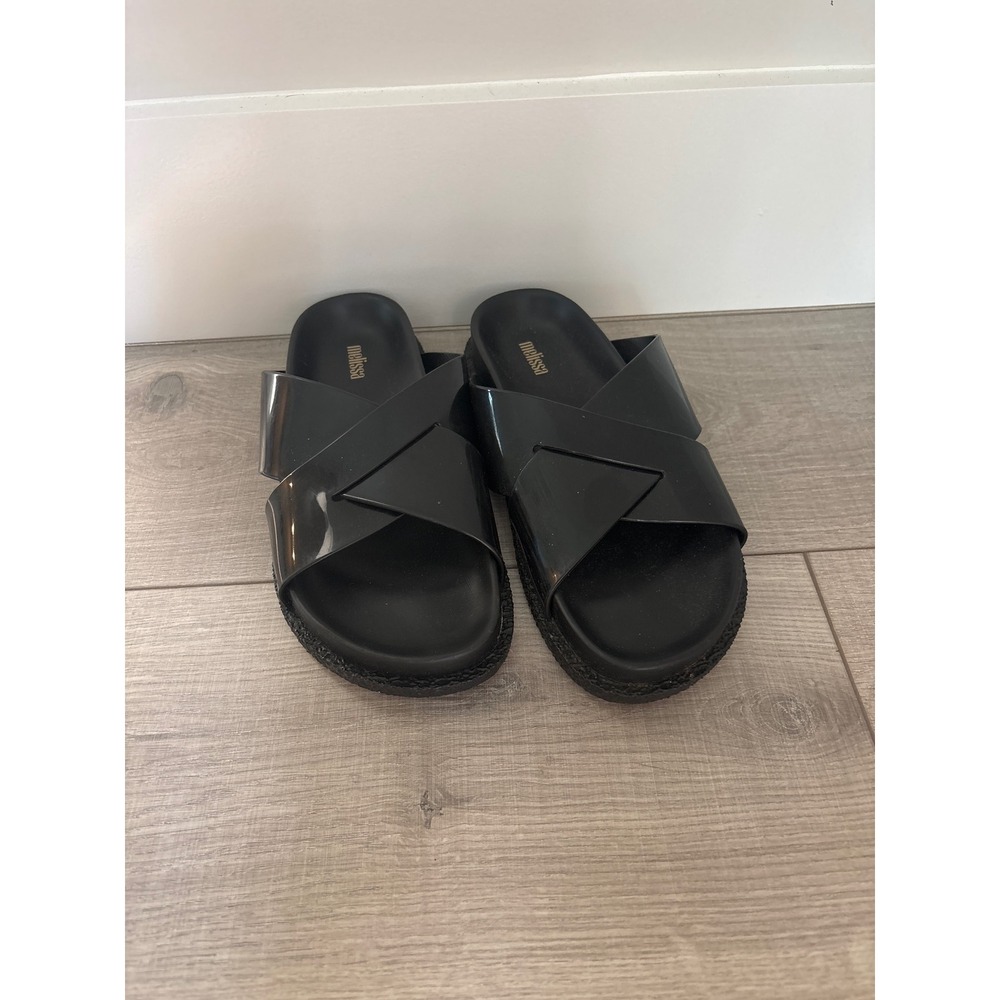 Melissa black strap sandals/ flip flops size 8 - Picture 1 of 5